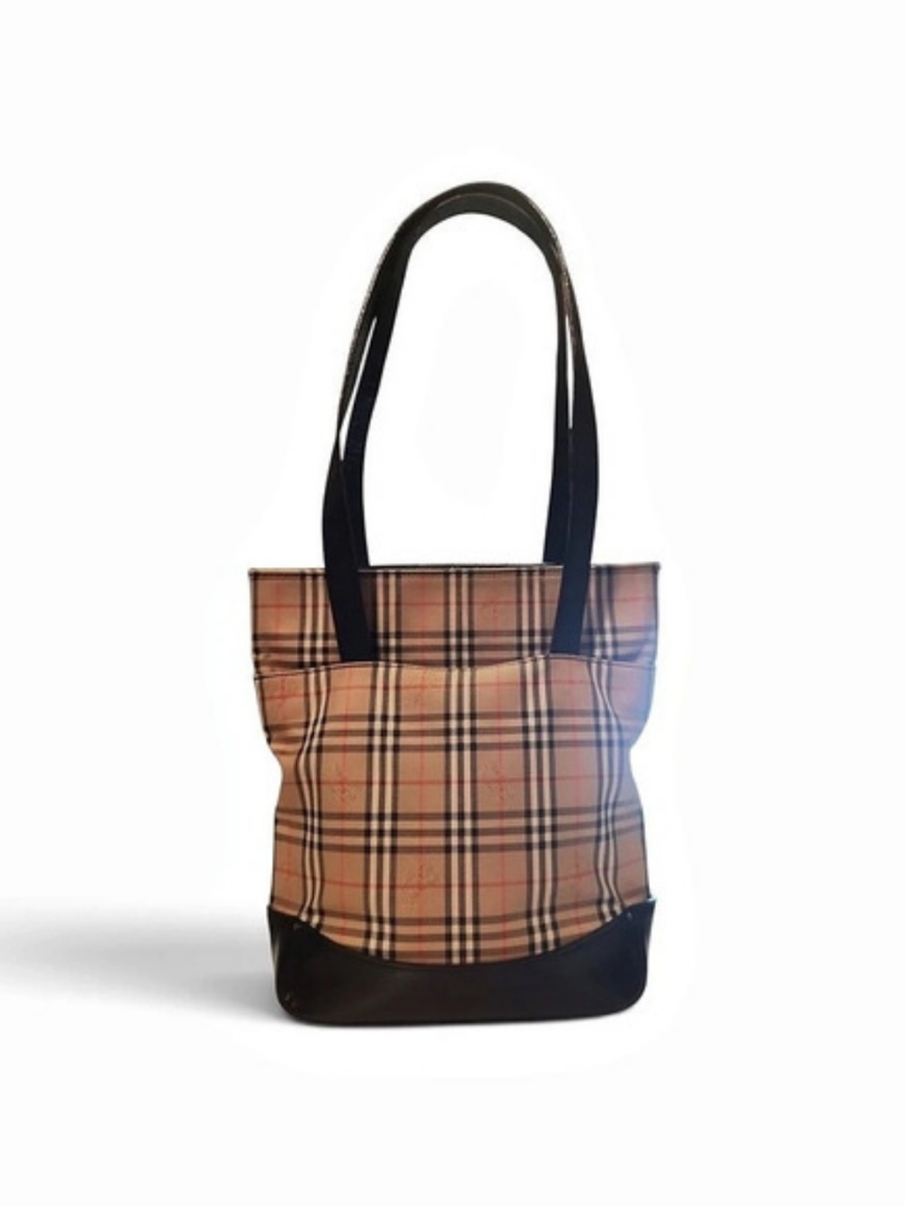 Vintage Burberrys Nova Check Leather Canvas Tote Bag